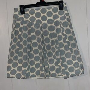 Banana Republic White Skirt with Gray Polka Dots